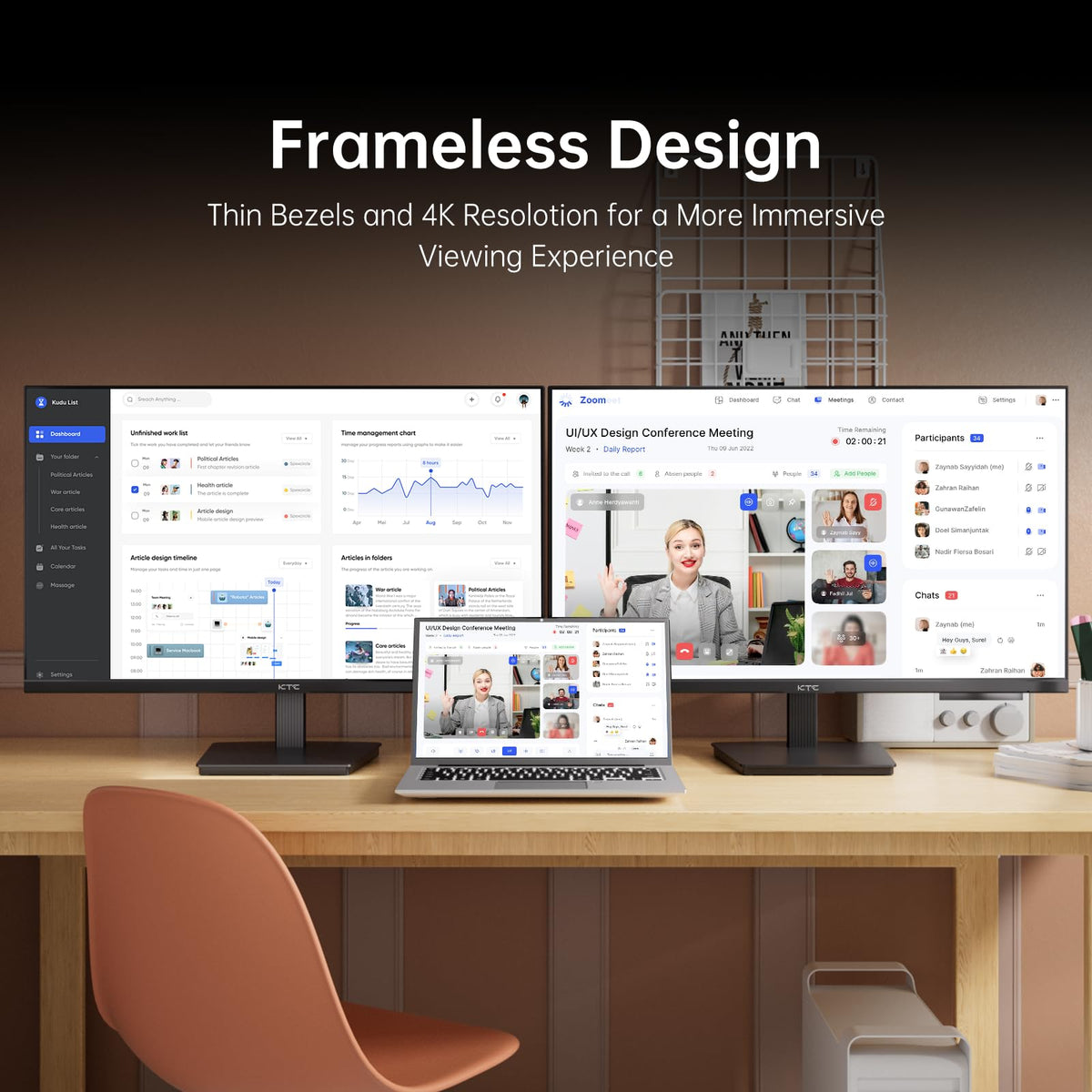 KTC 27-inch 4K IPS monitor edge-to-edge bezel for wider multi-monitor setups