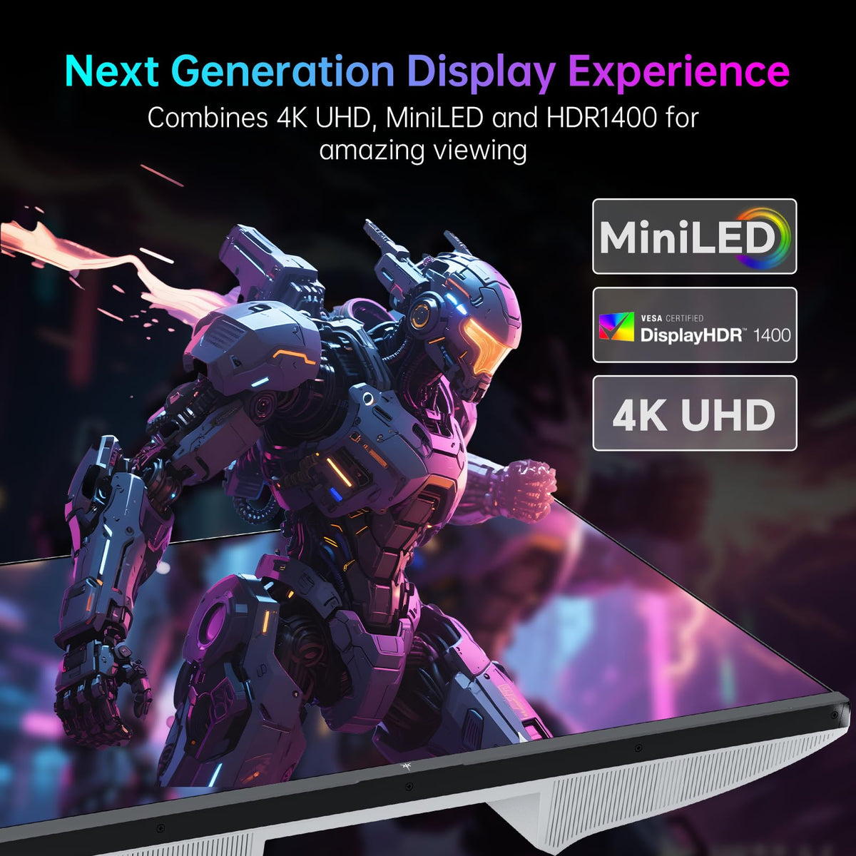 KTC 27-inch 4K mini-LED gaming monitor pivot and height adjust for comfort.