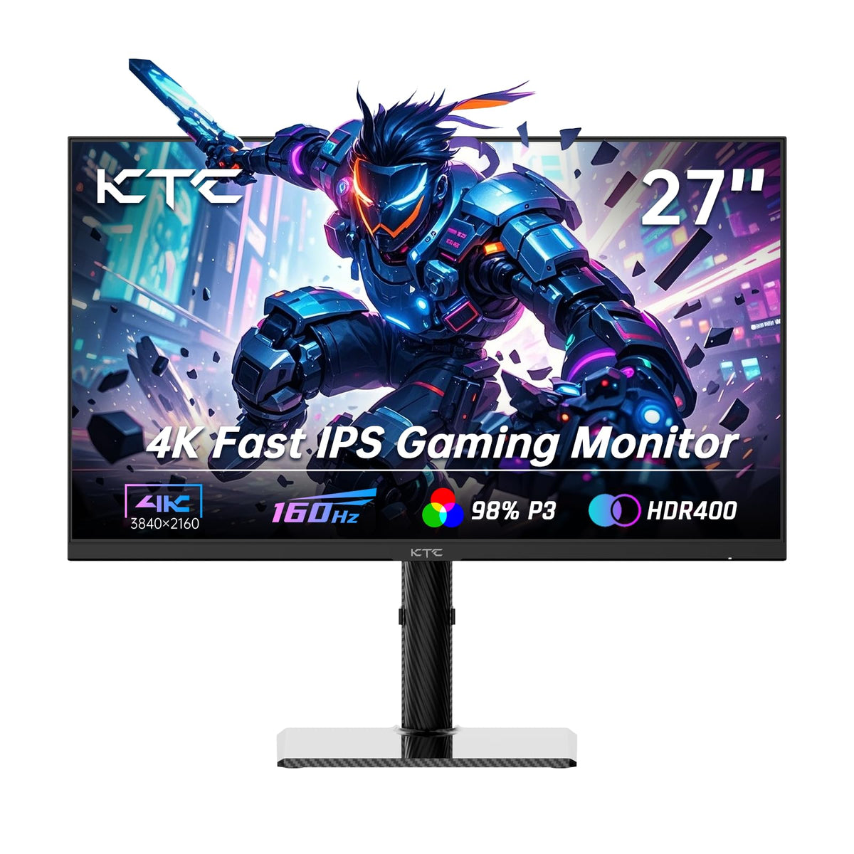 KTC 27-inch 4K monitor front view showing vibrant colors for immersive gaming and media