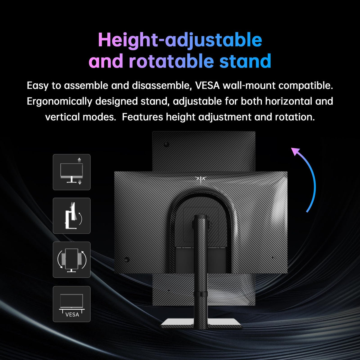 KTC 27-inch 4K monitor height adjustment for comfortable long sessions