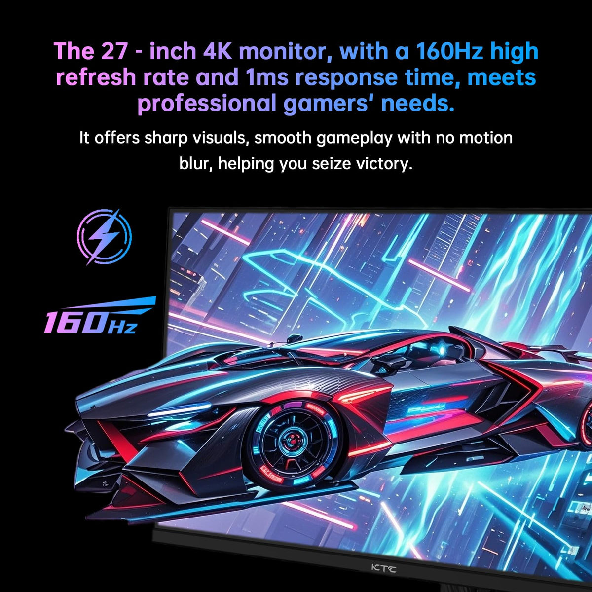 KTC 27-inch 4K monitor side profile highlighting slim design and ergonomic benefits