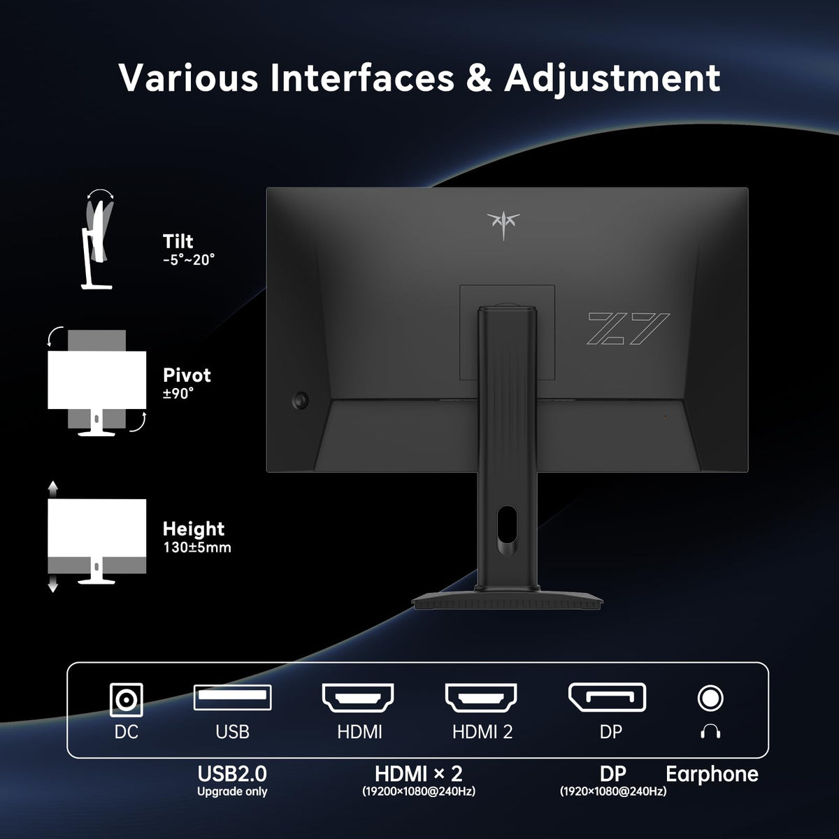 KTC 27-inch gaming monitor with VESA mount capability for flexible mounting