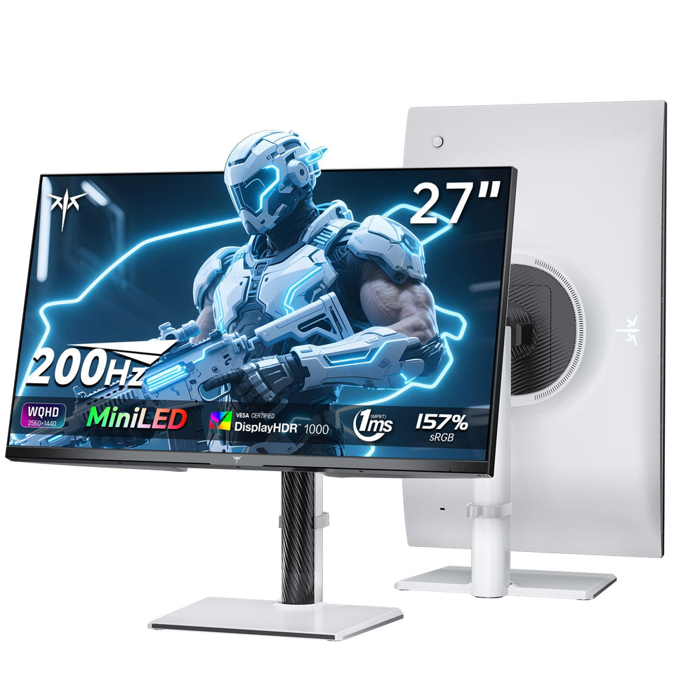 KTC 27-inch mini LED monitor front view shows immersive 1440p clarity for gaming and work