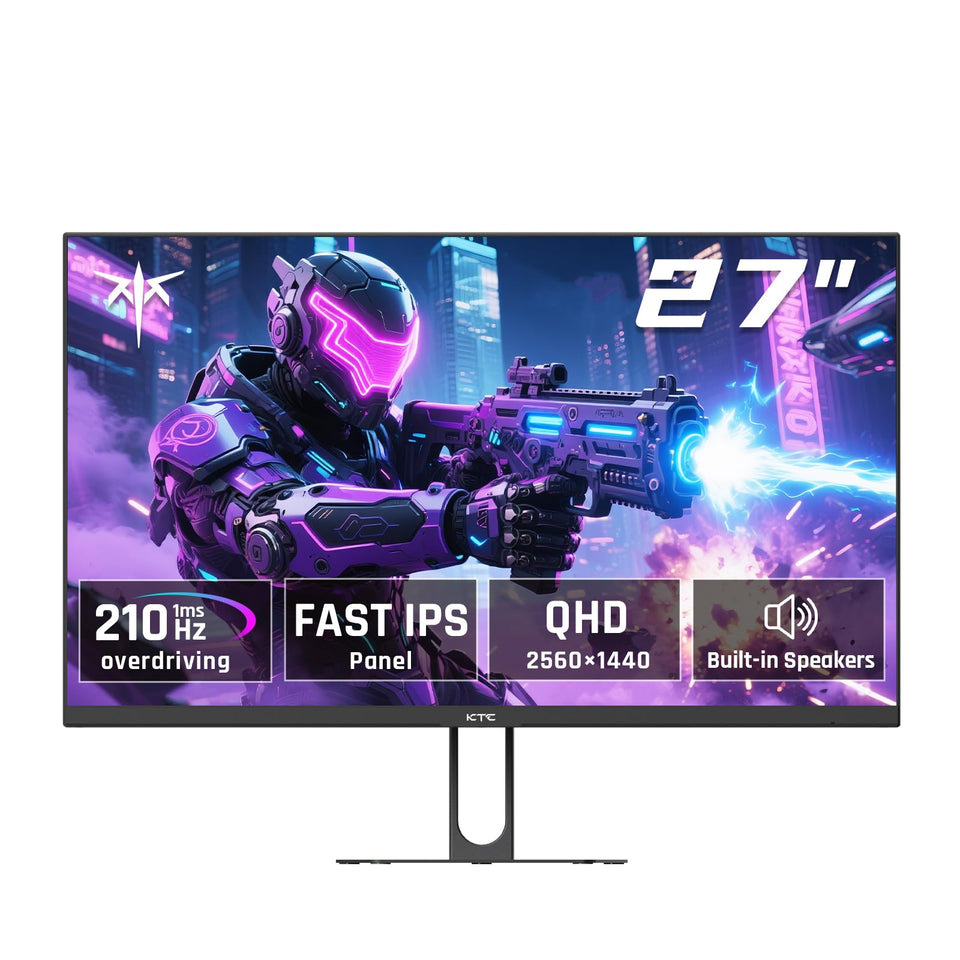 KTC 27-inch QHD gaming monitor front view highlighting vibrant colors and wide viewing angles.