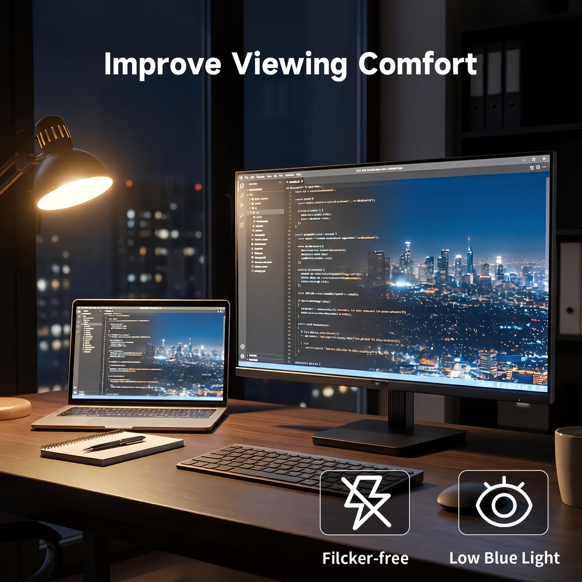 KTC 27-inch monitor tilt-adjustment for ergonomic viewing comfort