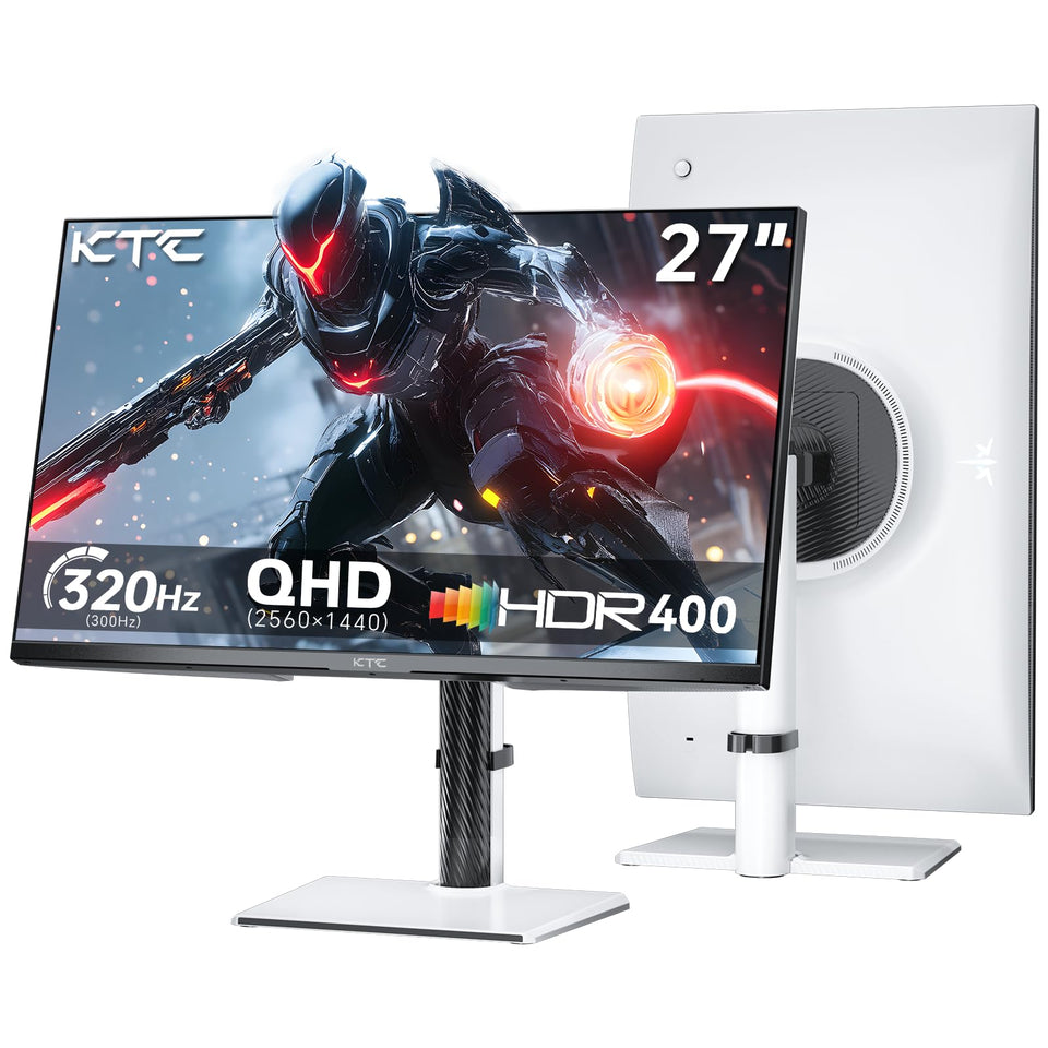 KTC 27-inch white gaming monitor with 320Hz OC for ultra-smooth gameplay.