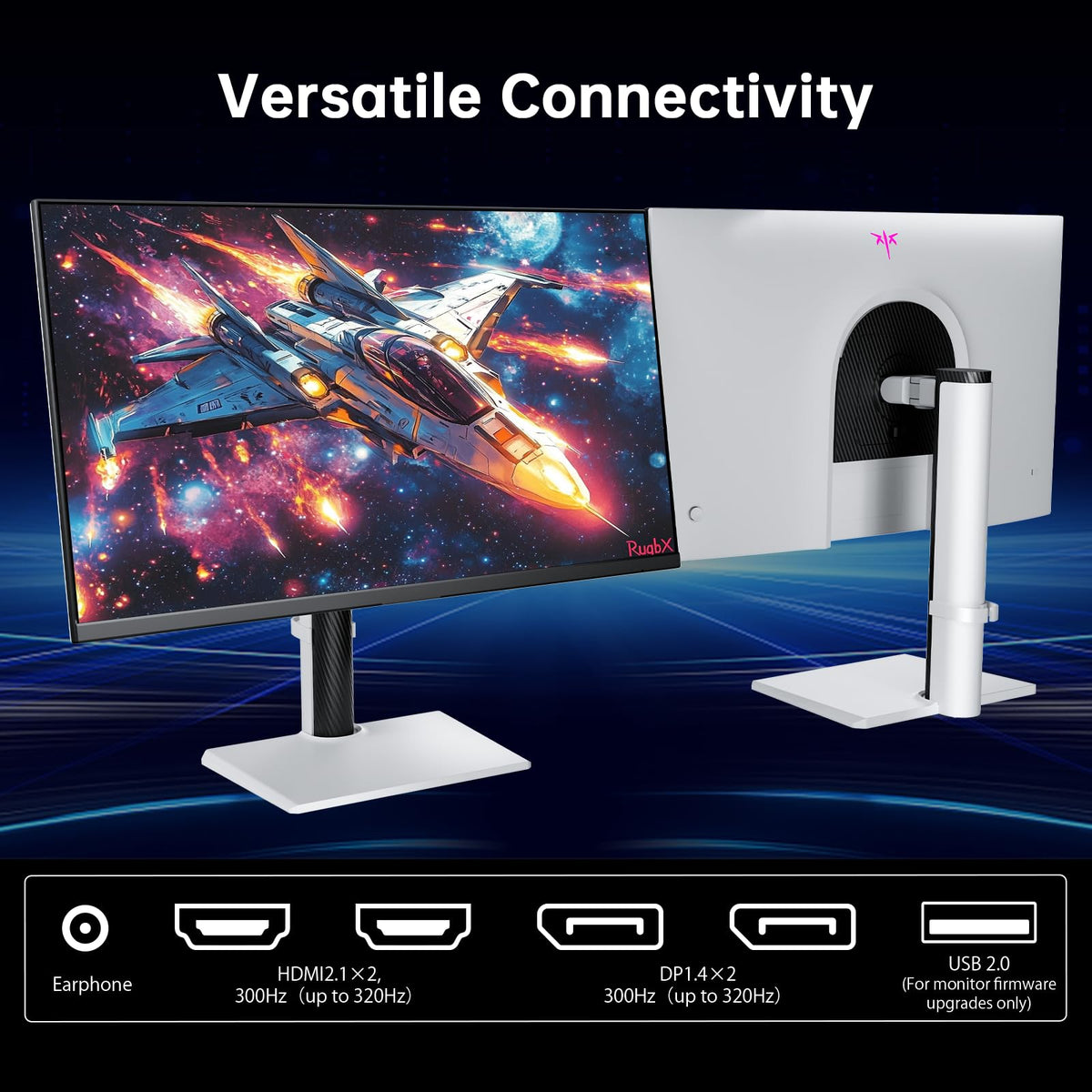 KTC monitor height/pivot adjustments customize viewing angles.