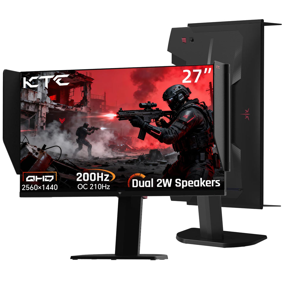 KTC 27M1 front view reveals sharp 1440p visuals for immersive gaming.