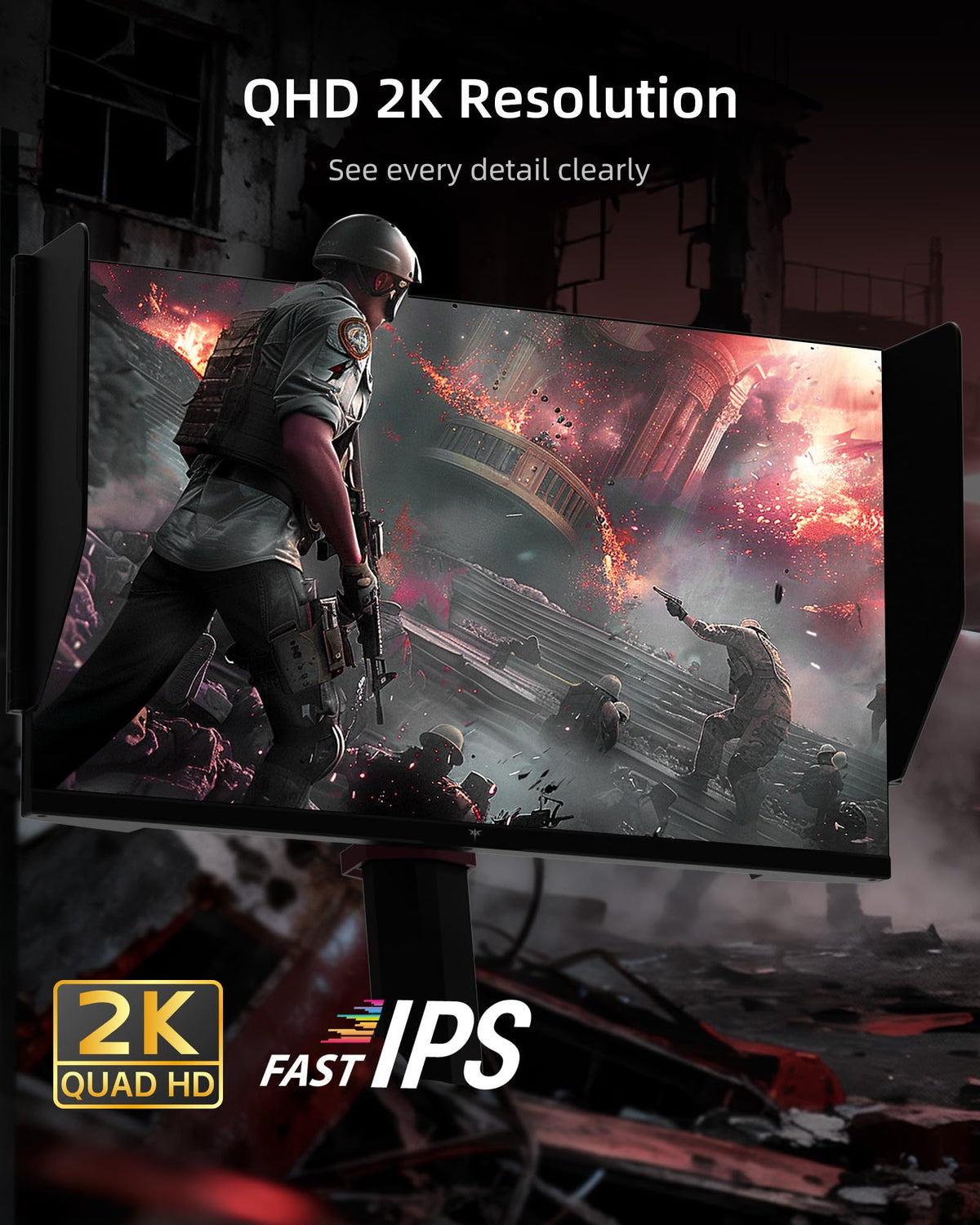 KTC 27M1 IPS panel close-up emphasizes vibrant colors and wide viewing angles.