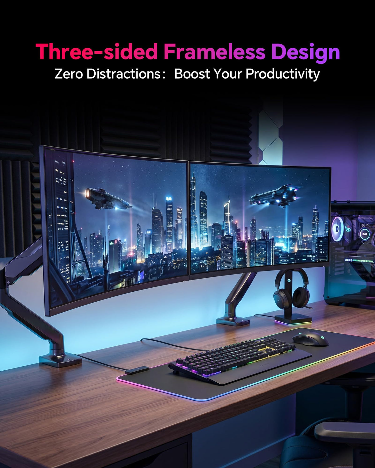 KTC tilt and VESA mount provide ergonomic, flexible mounting options