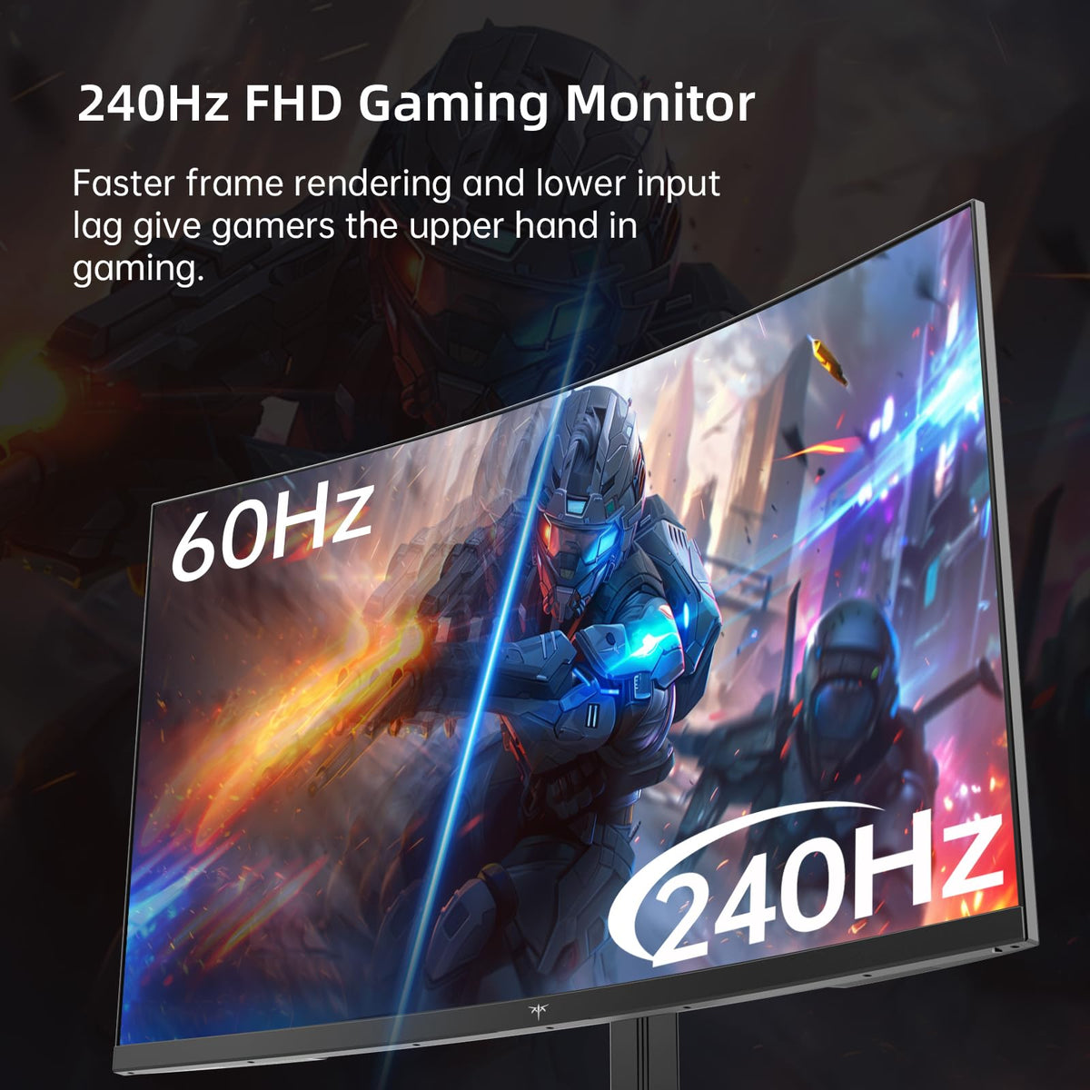 KTC 32-inch 240Hz curved monitor curve close-up highlighting immersive curvature for wide viewing.