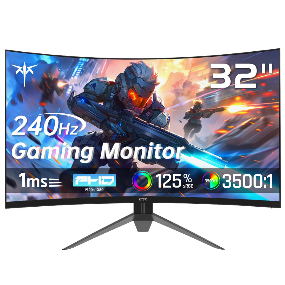 KTC 32-inch 240Hz curved monitor front view for immersive gaming and smooth motion.