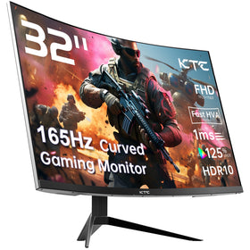 KTC 32-inch curved monitor front view shows 1500R immersion for gaming