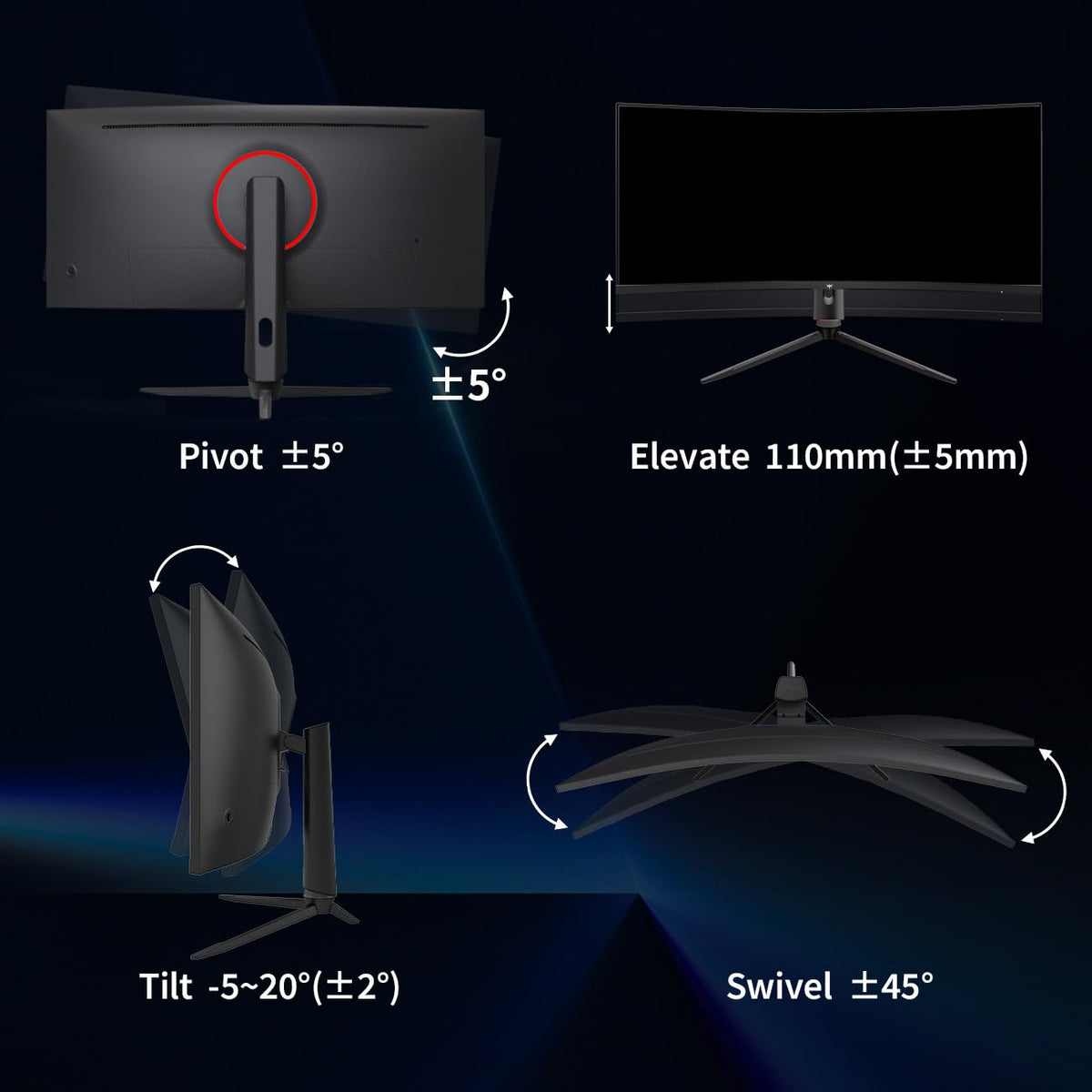 KTC 34-inch ultrawide monitor connectivity ports with HDMI and DP options