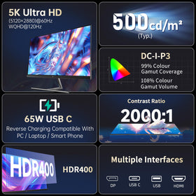 KTC 5K monitor angled view illustrating slim desk profile