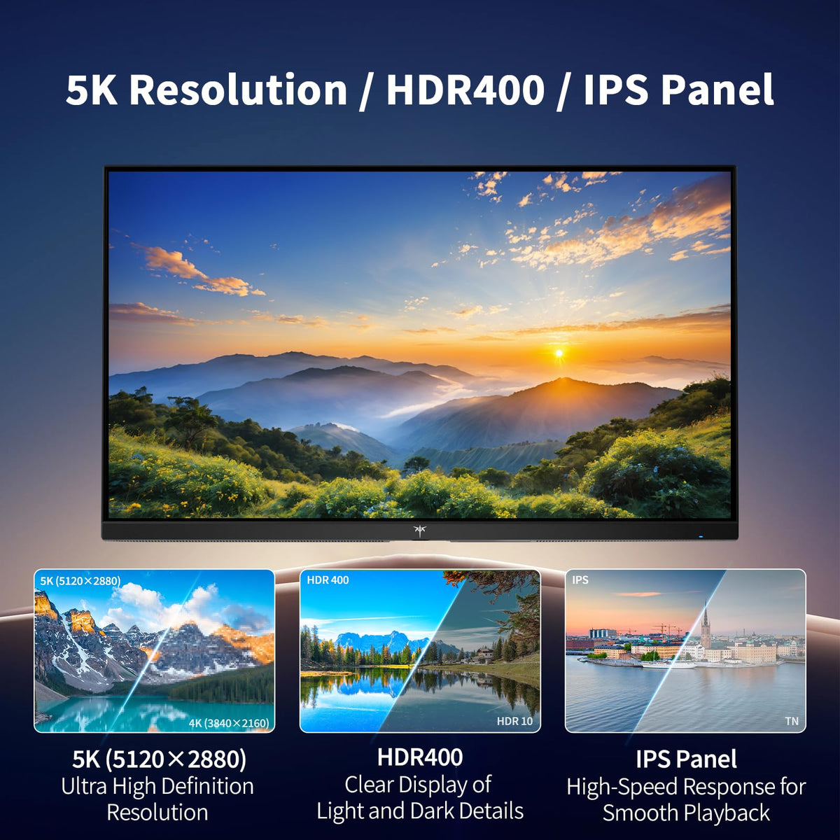 KTC 5K monitor side ports demonstrating versatile connectivity options