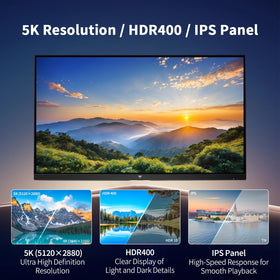 KTC 5K monitor side ports demonstrating versatile connectivity options
