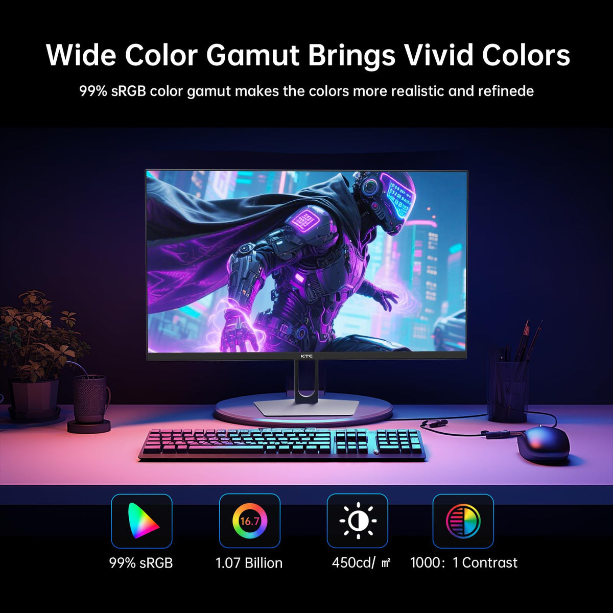 KTC built-in speakers visible, emphasizing convenient multimedia playback.