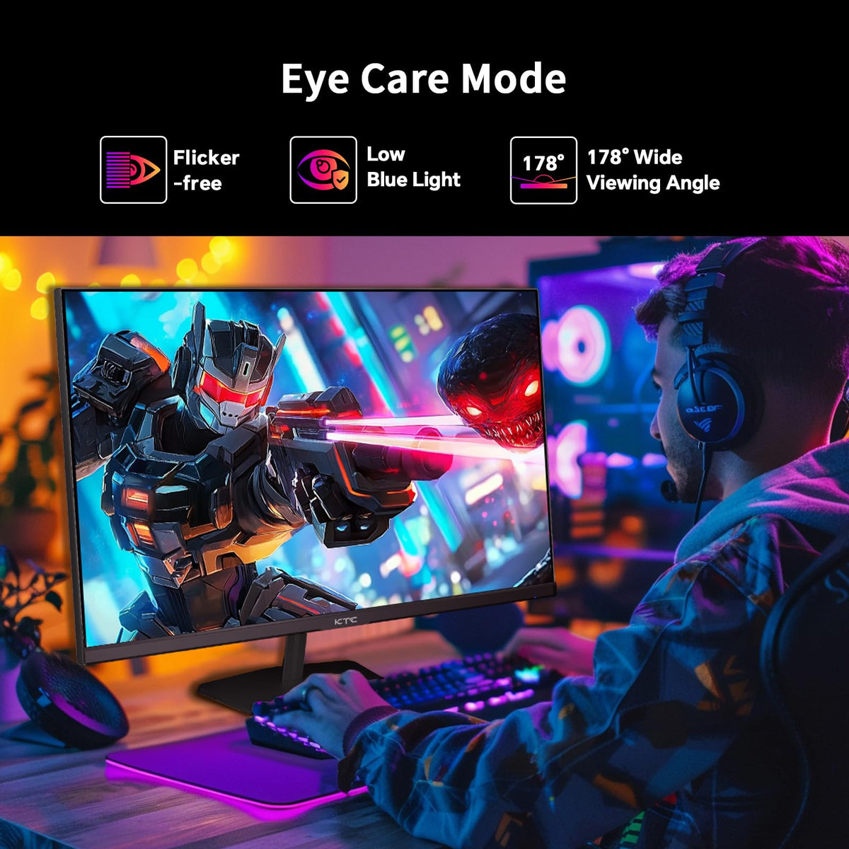 KTC fast IPS panel preserves color accuracy during action