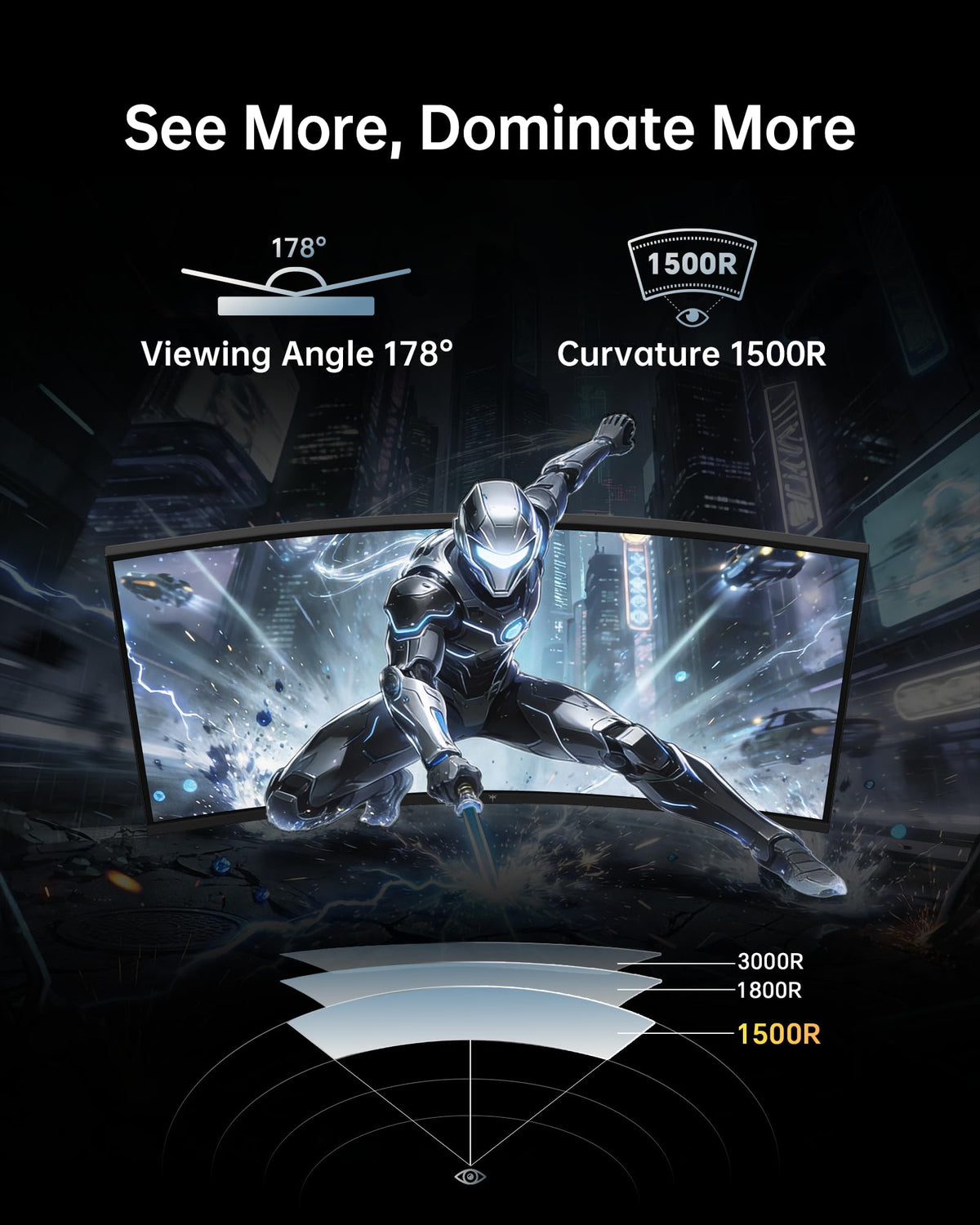KTC FHD curved display provides crisp visuals for movies and games