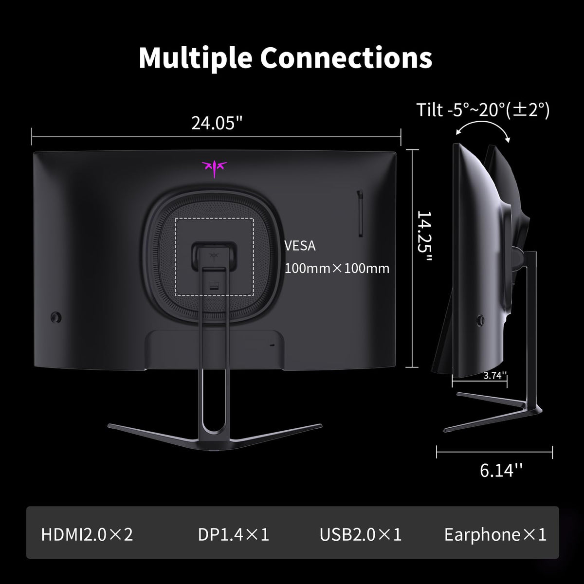 KTC H27S5C multiple ports simplify device connections.