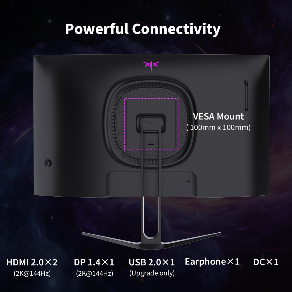 KTC H27S5C ergonomic stand with tilt range for comfortable viewing sessions.
