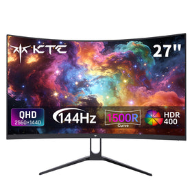 KTC H27S5C front view showing immersive 1500R curved display for focused gaming and work.
