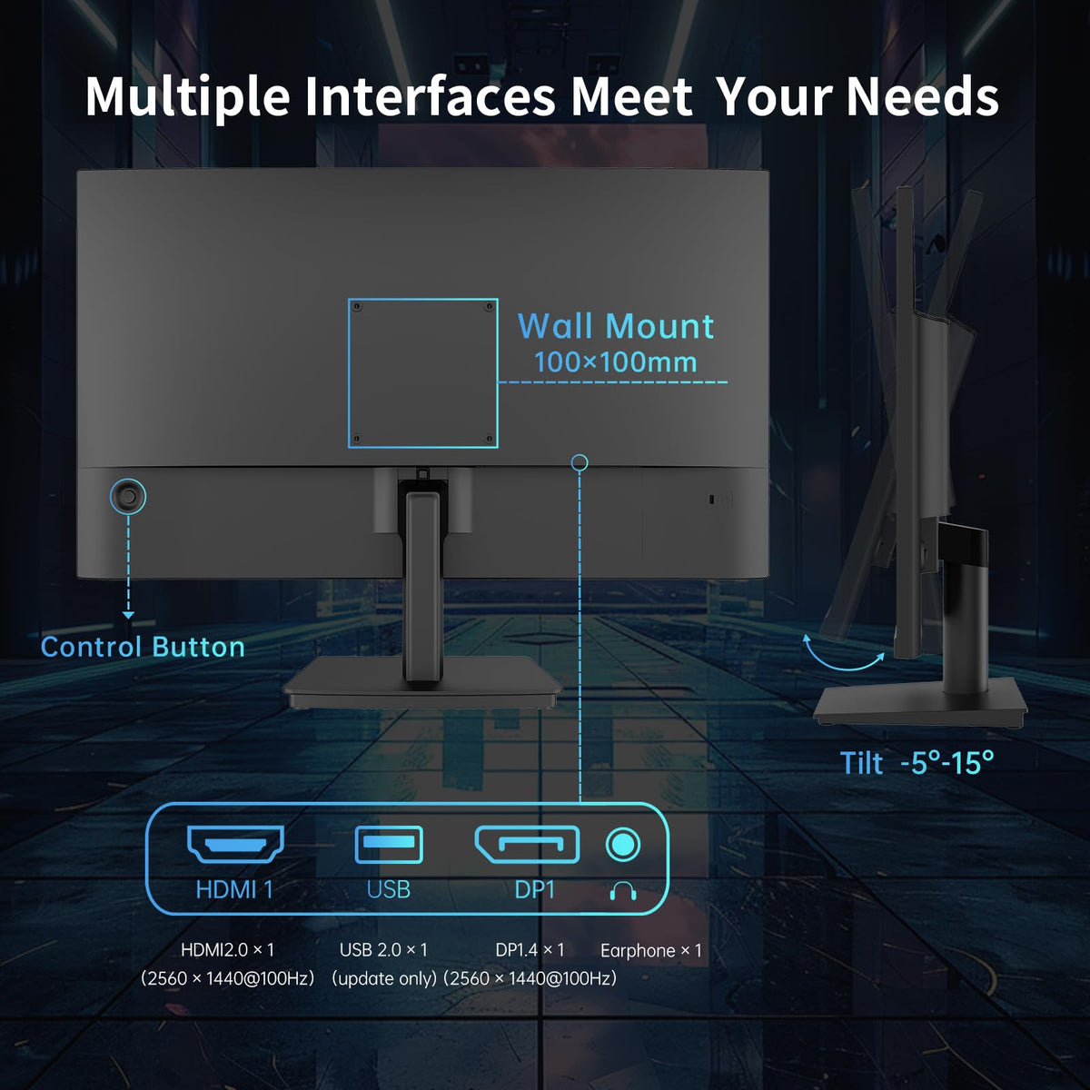 KTC HDMI 2.0 and DisplayPort 1.4 offer versatile connectivity.
