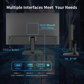 KTC HDMI 2.0 and DisplayPort 1.4 offer versatile connectivity.