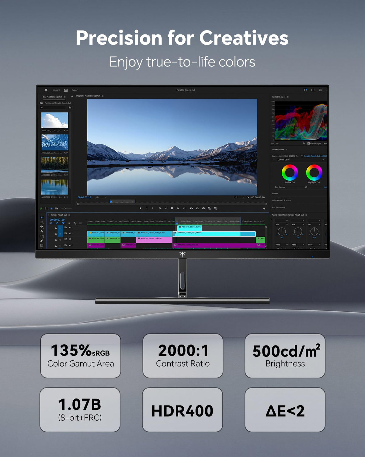 KTC IPS panel ensures wide viewing angles with accurate color.