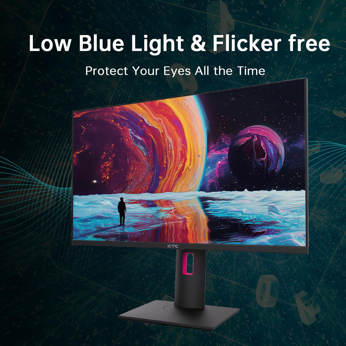 KTC Low Blue Light and flicker-free tech for eye comfort.