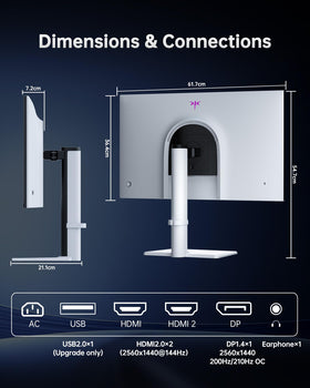 KTC M27T6S VESA mount-ready design for versatile mounting options