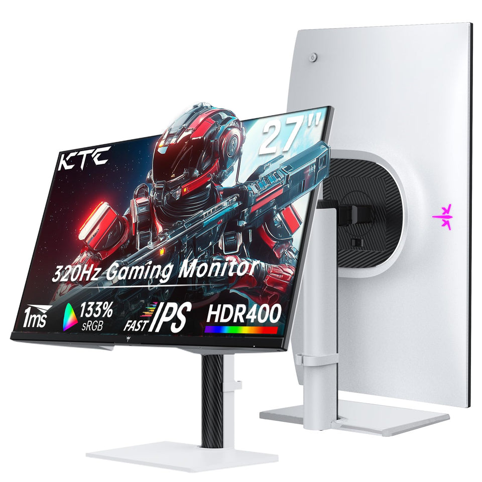 KTC Monitor 27-inch white front view highlights vivid colors and immersive gameplay.