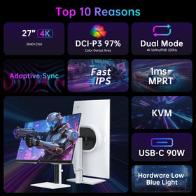 KTC HDMI 2.1 and DP 1.4 connectivity with USB ports for versatile use