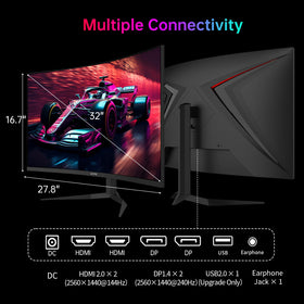 KTC dual HDMI and DisplayPort inputs enable multi-device setups