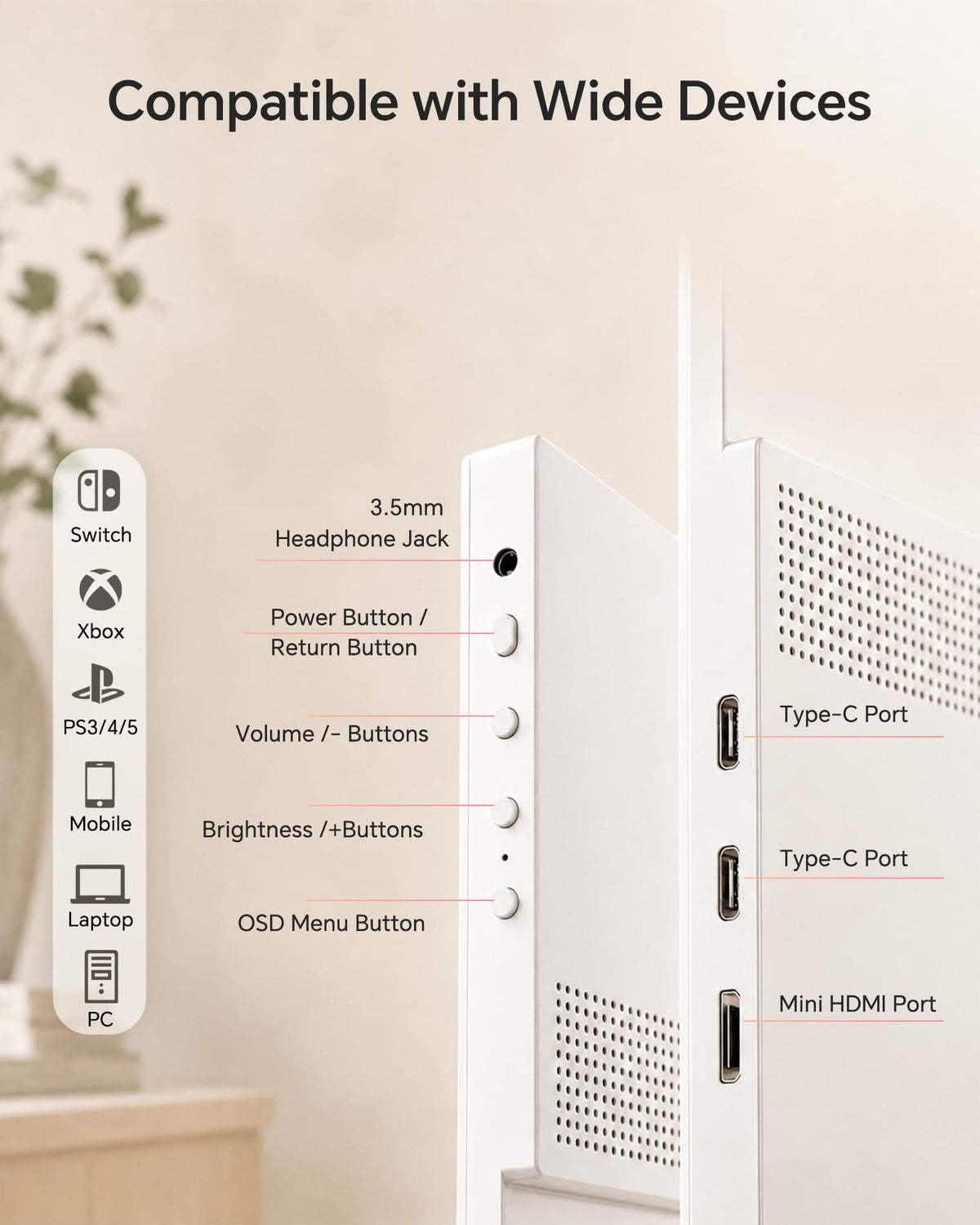 KTC portable monitor compatibility list covers laptops, phones, and gaming consoles