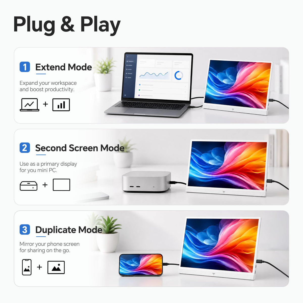 KTC portable monitor mini HDMI connection enables broad device compatibility and quick setup.