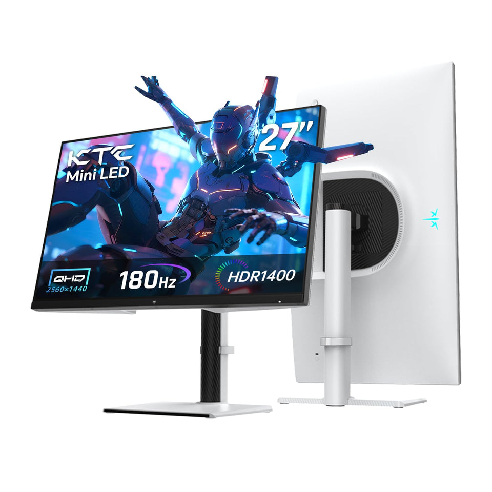 KTC QHD Mini-LED monitor 27-inch front view offers immersive gaming visuals.