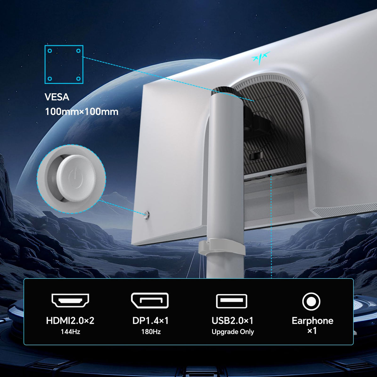 KTC QHD Mini-LED monitor multiple ports for flexible, diverse setups.