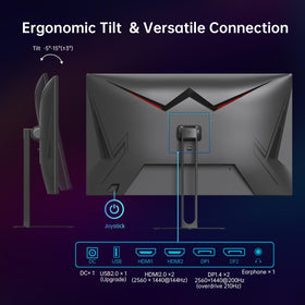 KTC tilt adjustment and VESA compatibility shown for ergonomic mounting.