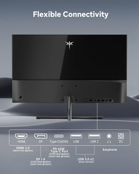 KTC tilt-adjustable stand provides ergonomic viewing angles.