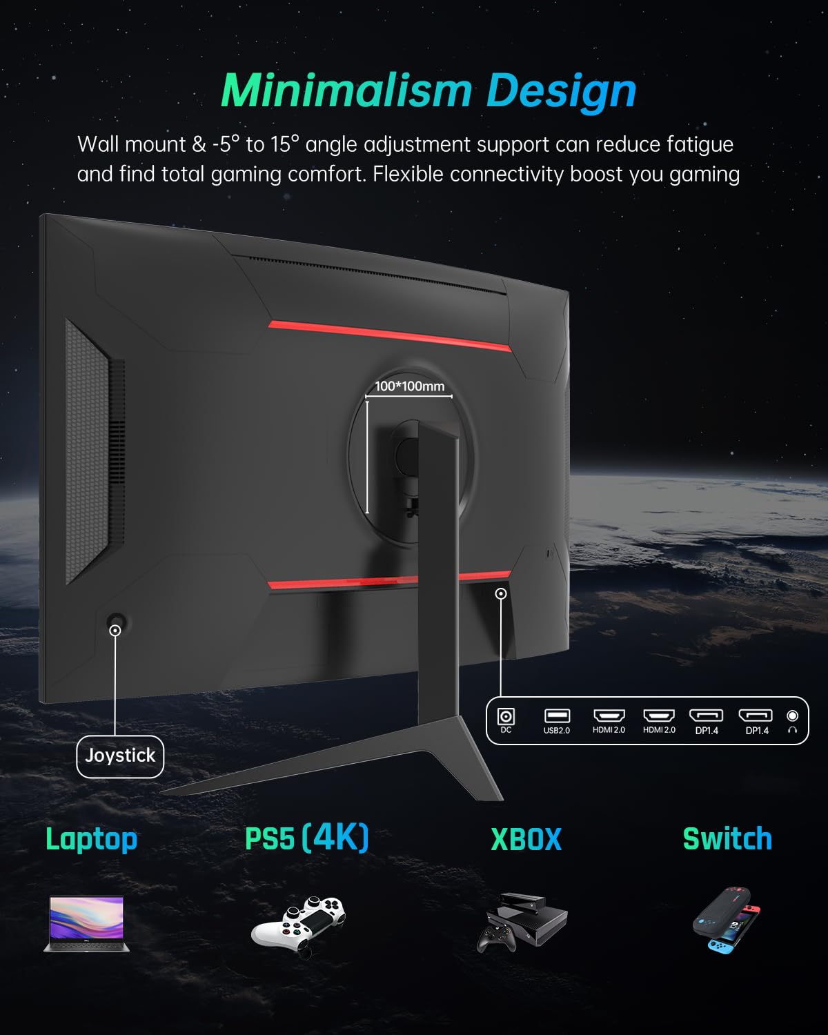 KTC ultrawide 3-sided bezel maximizes screen space.