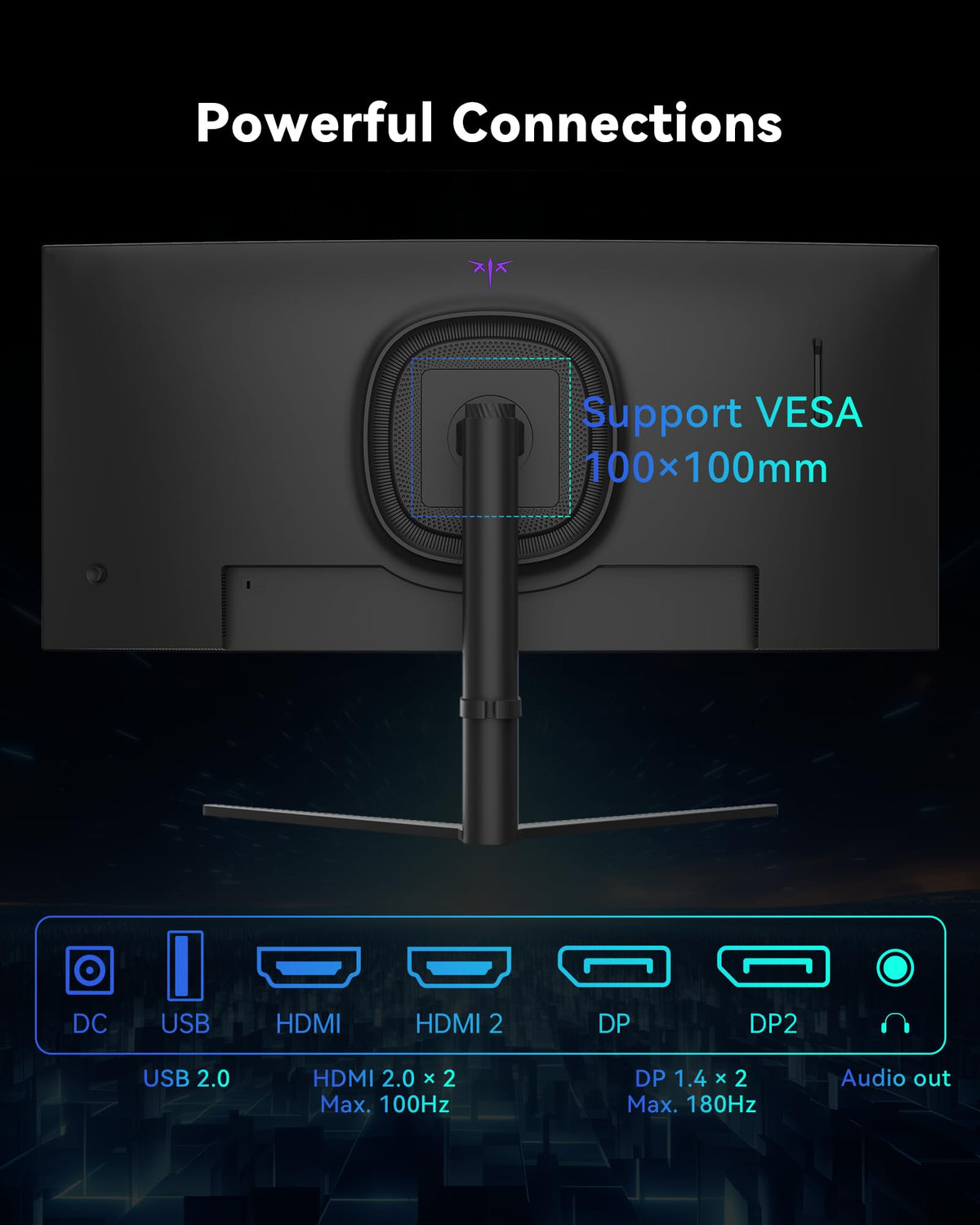 KTC VESA compatibility supports easy mounting.