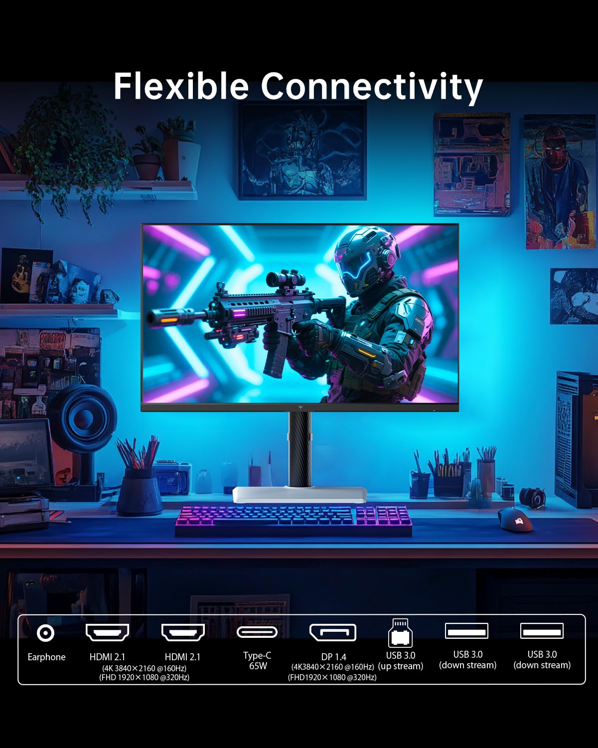 KTC VESA-compatible mount for easy wall or arm mounting
