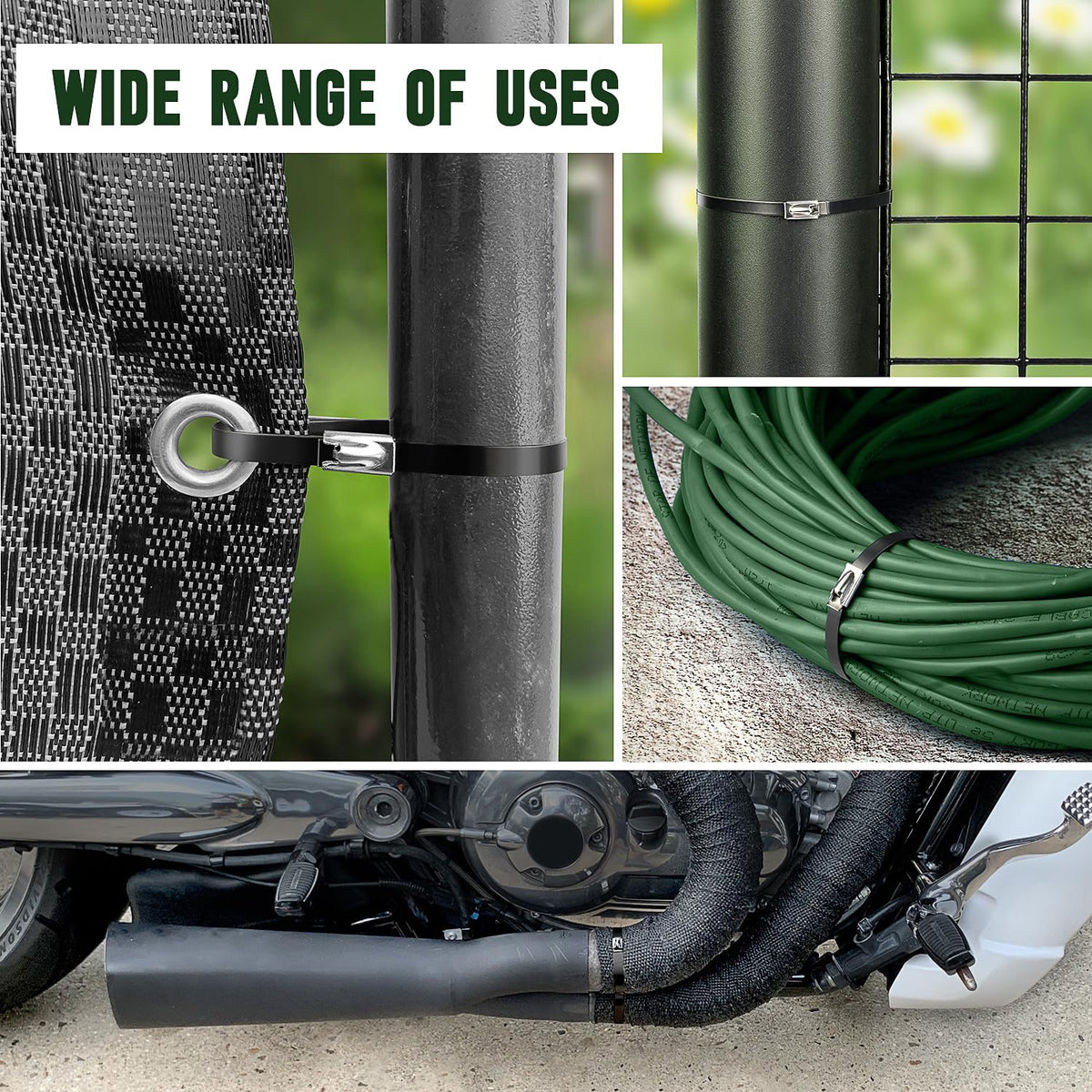 KTDSFA bundle of 200 black ties with label showing tensile strength and readiness benefit