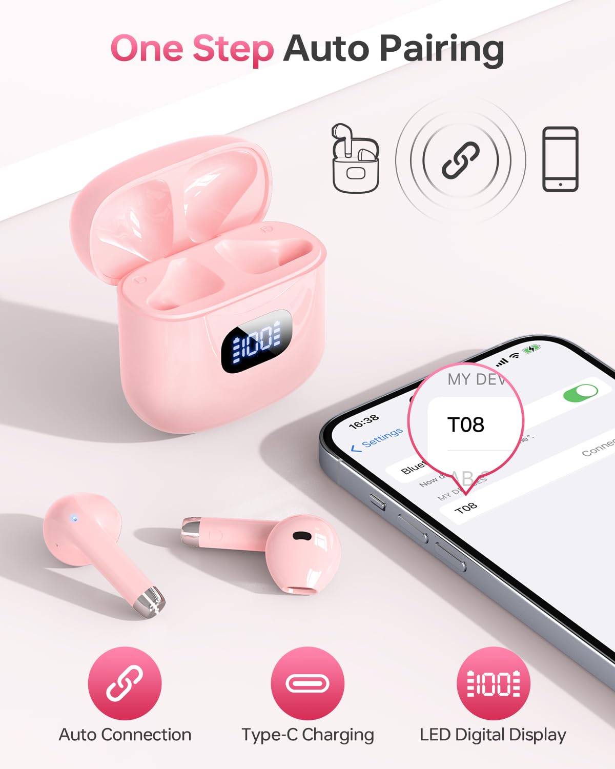 KTGEE T08 intelligent touch controls for easy playback and calls