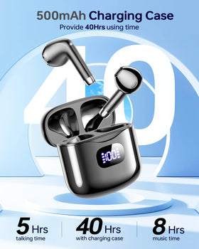 KTGEE T08 earbuds side view highlighting secure, lightweight fit