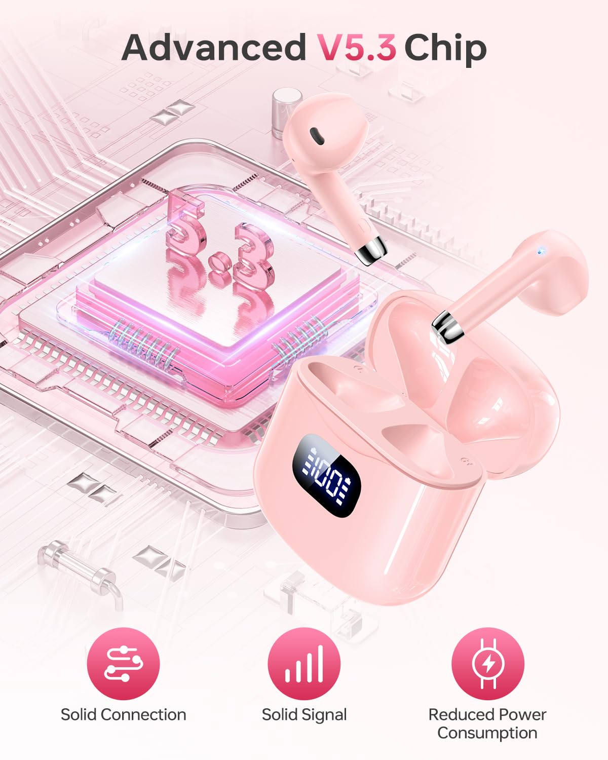 KTGEE T08 earbuds with Bluetooth 5.3 for fast, stable pairing