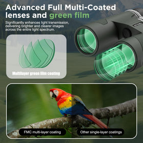 Kttrey 8x42 binoculars Bak-4 prism phase correction for sharp viewing.