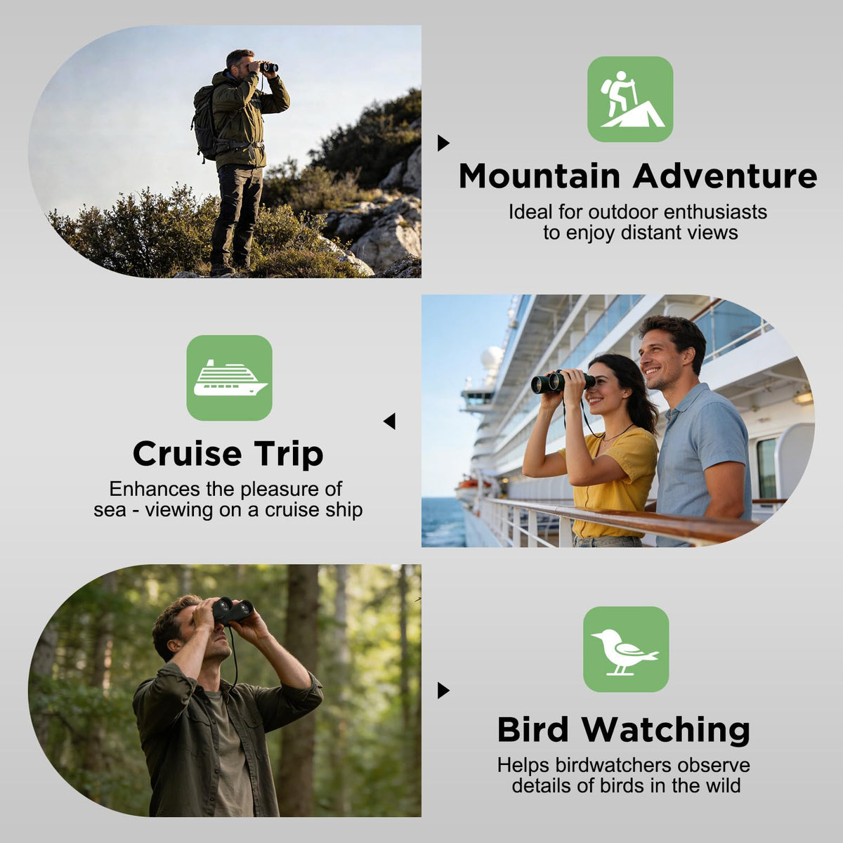 Kttrey 8x42 binoculars FRP body with non-slip coating for secure grip.